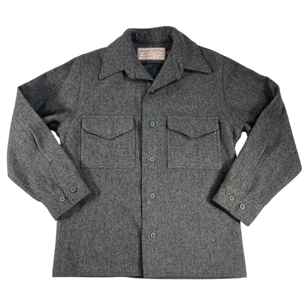 Vintage 1970s 80s Filson Jac-Shirt Gray 100% Virgin Wool Seattle Mens S Heritage